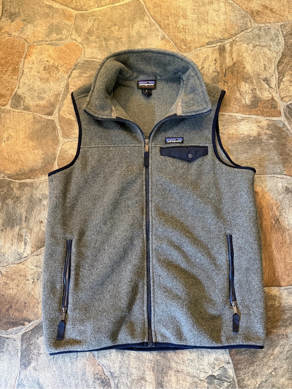 Patagonia Synchilla Mens Grey Full Zip Sleeveless Fleece Vest(Md)